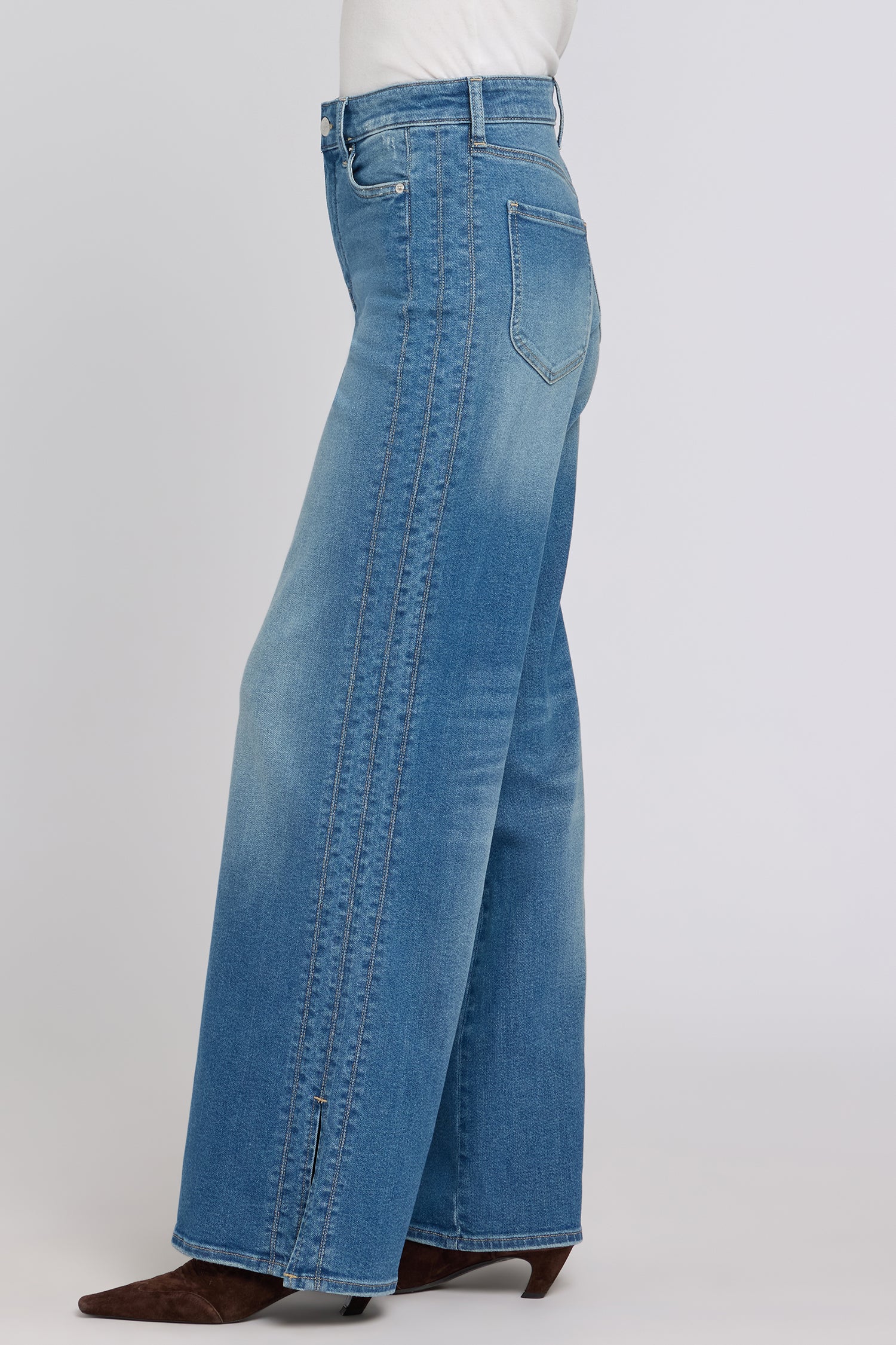 NYDJ Mia Palazzo Jeans With High Rise, Side Panels And Side Slits - Phlox