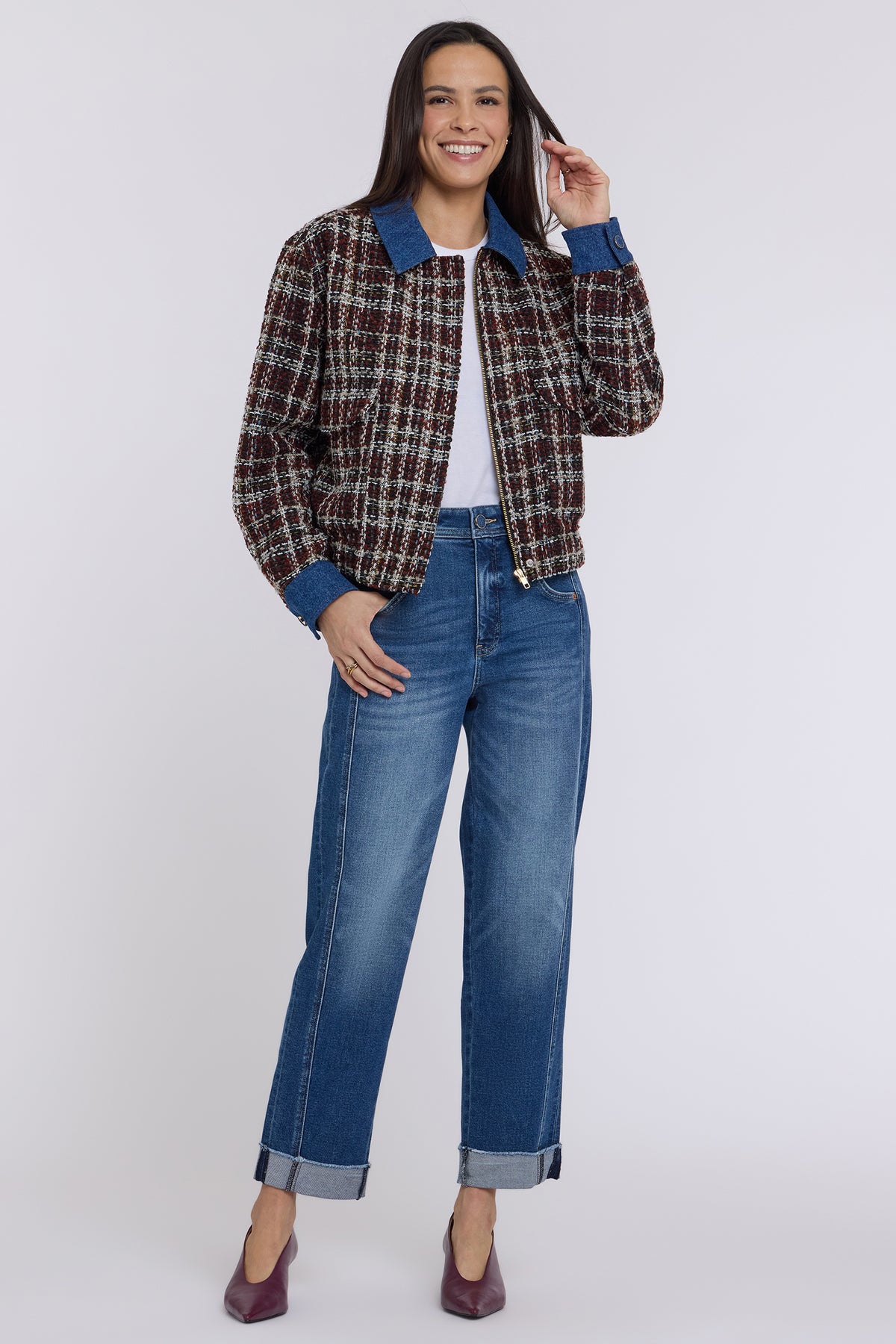 NYDJ Kasey Stovepipe Ankle Jeans With Super High Rise, Seam Detail And Raw Cuffs - Anthurium