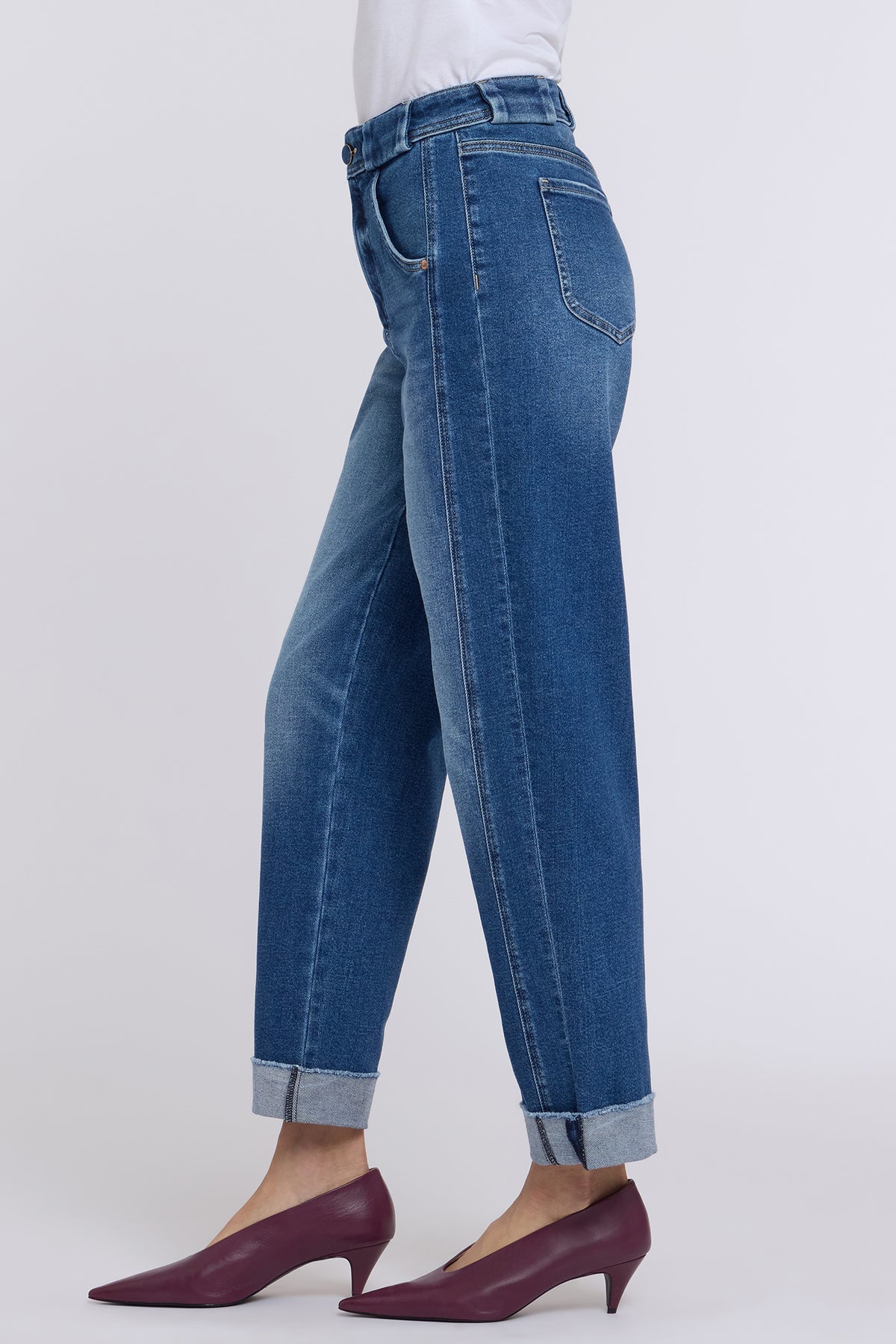 NYDJ Kasey Stovepipe Ankle Jeans With Super High Rise, Seam Detail And Raw Cuffs - Anthurium