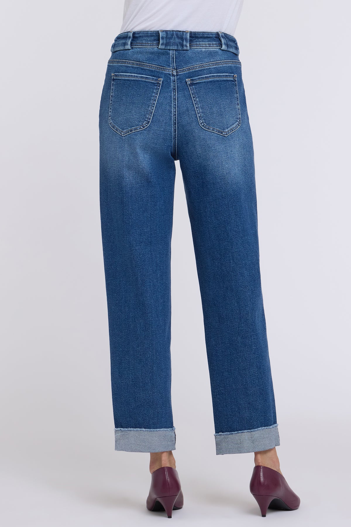 NYDJ Kasey Stovepipe Ankle Jeans With Super High Rise, Seam Detail And Raw Cuffs - Anthurium