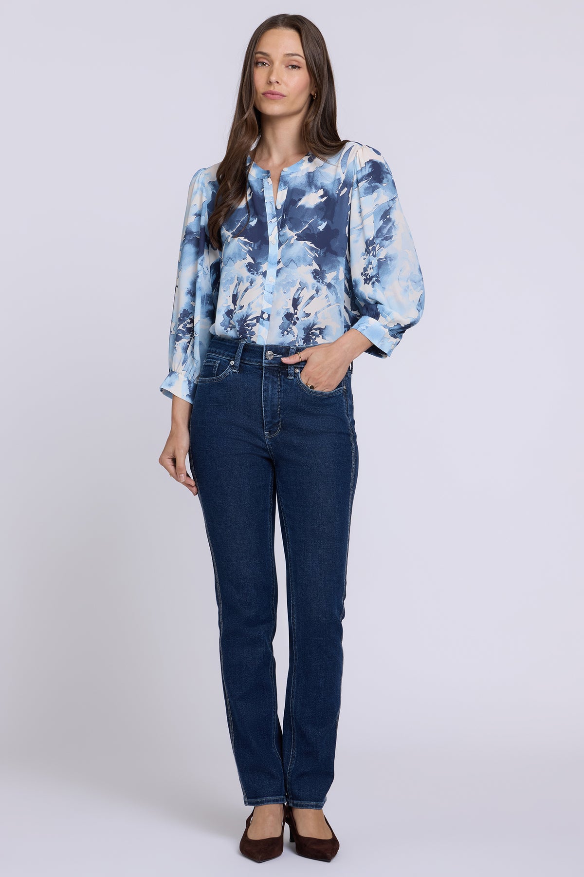 Sheri Slim Straight Jeans - Dark Stone