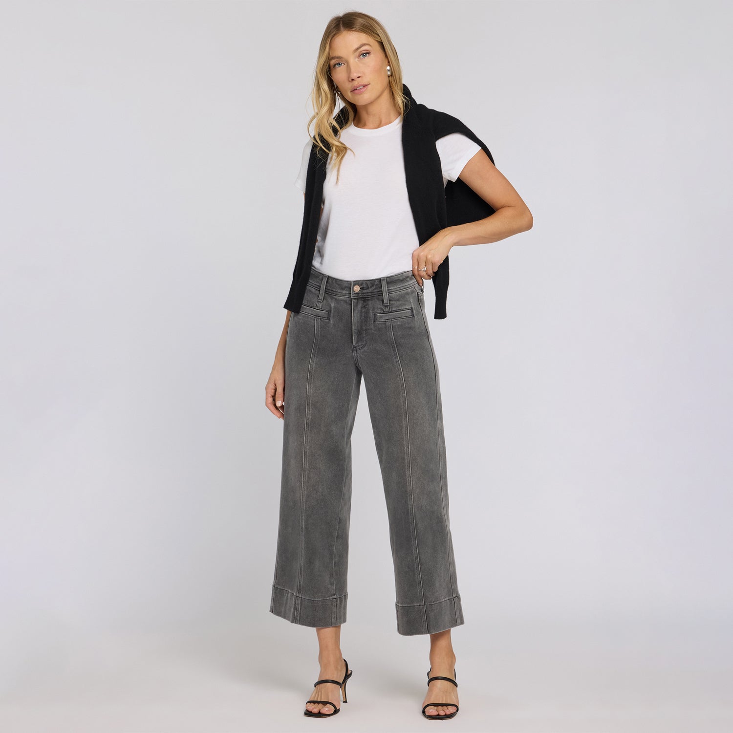 Teresa Wide Leg Ankle Jeans With Front Seams - Dusty Ash Grey | NYDJ