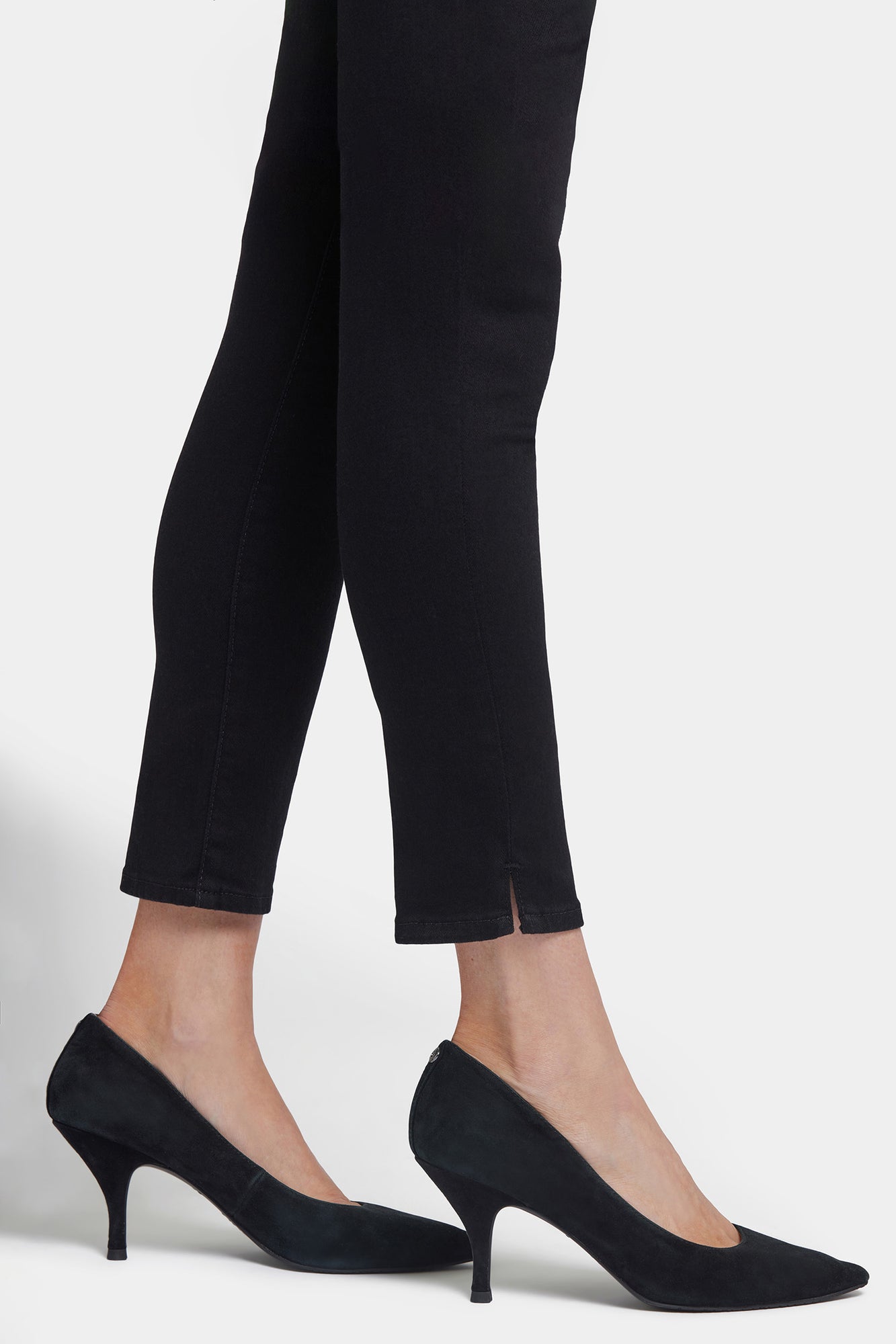 NYDJ Skinny Ankle Pull-On Jeans With Side Slits - Black