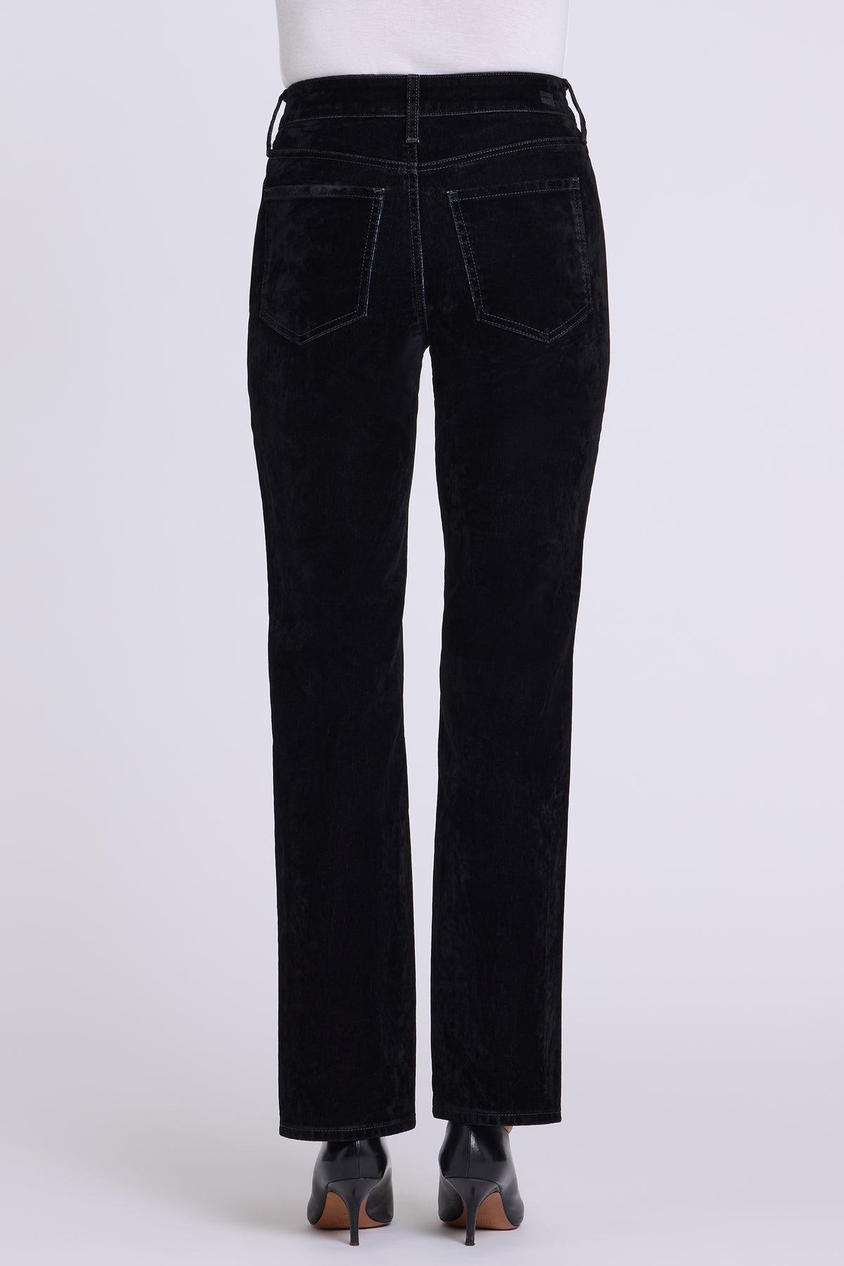 NYDJ Flocked Marilyn Straight Jeans With High Rise And 31" Inseam - Flocked Black