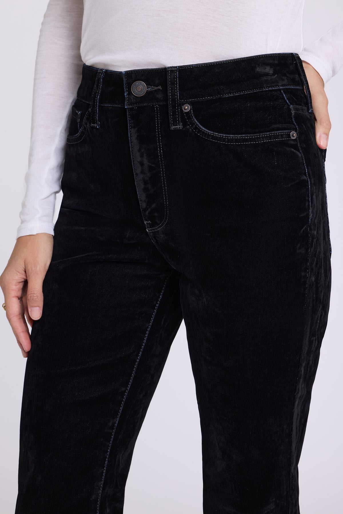 NYDJ Flocked Marilyn Straight Jeans With High Rise And 31" Inseam - Flocked Black