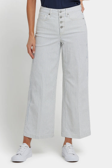 NYDJ Teresa Wide Leg Ankle Jeans With High Rise And Exposed Button Fly - Palencia Stripe