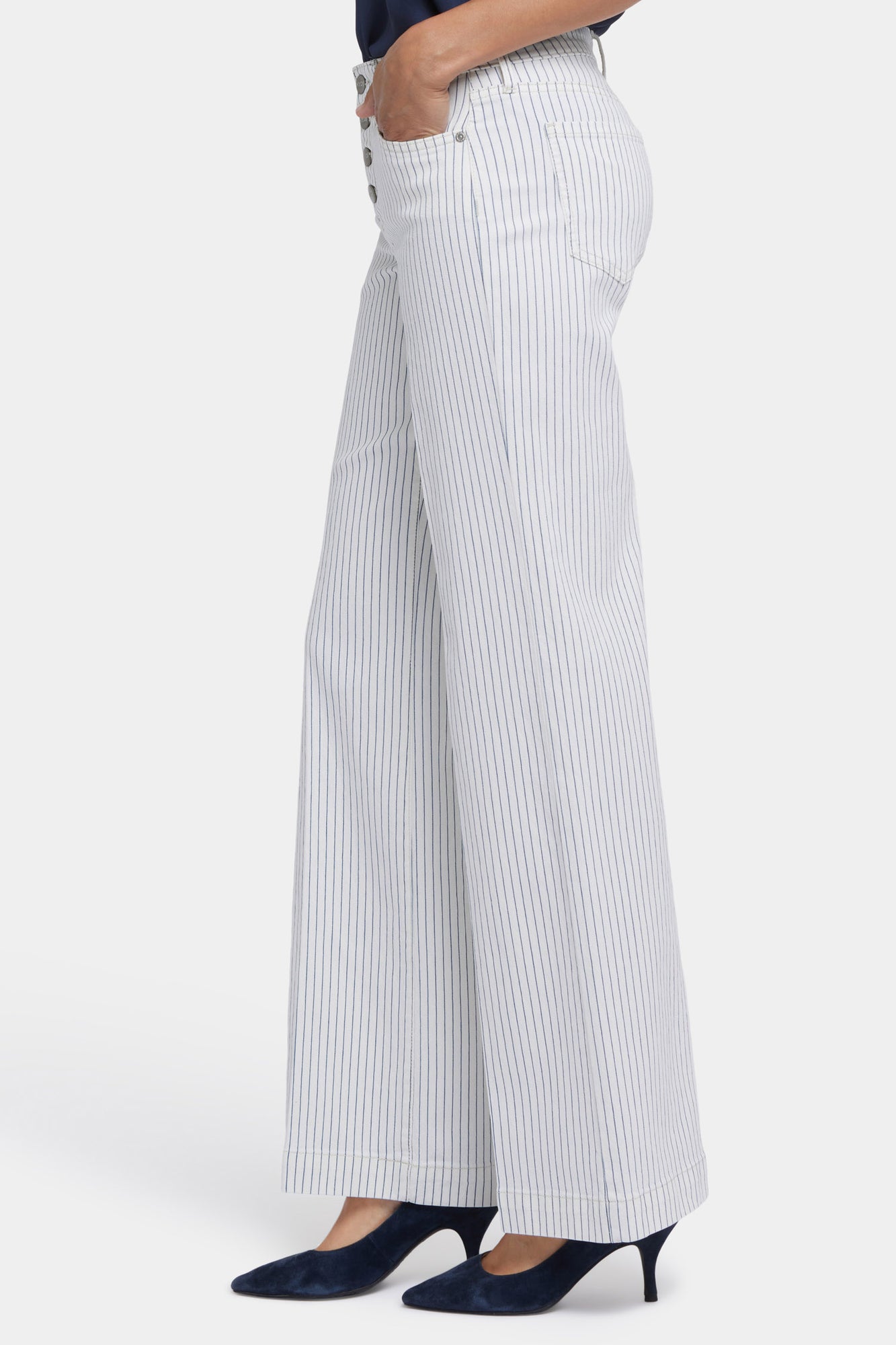 NYDJ Teresa Wide Leg Jeans With Exposed Button Fly - Palencia Stripe