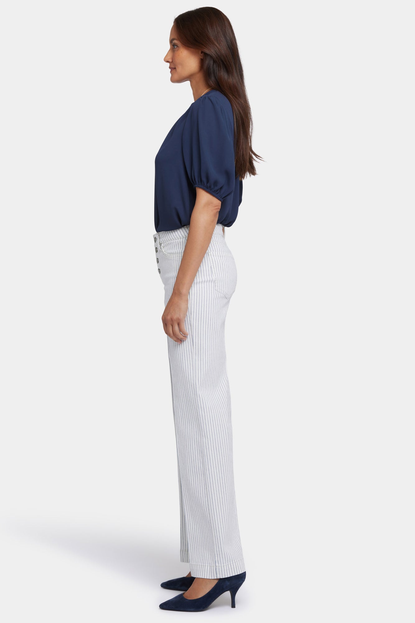 NYDJ Teresa Wide Leg Jeans With Exposed Button Fly - Palencia Stripe