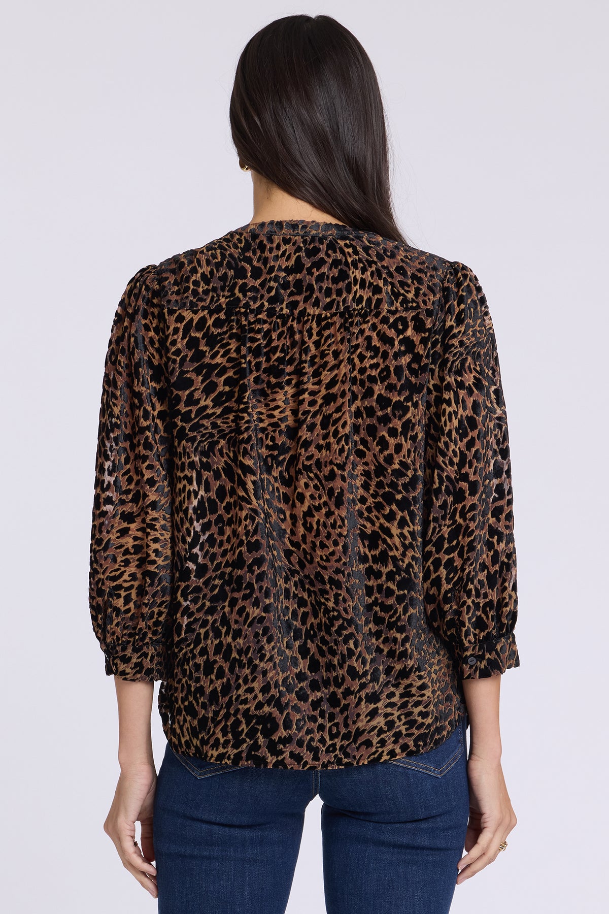 NYDJ Bonnie Blouse In Burnout Velvet - Black Multi