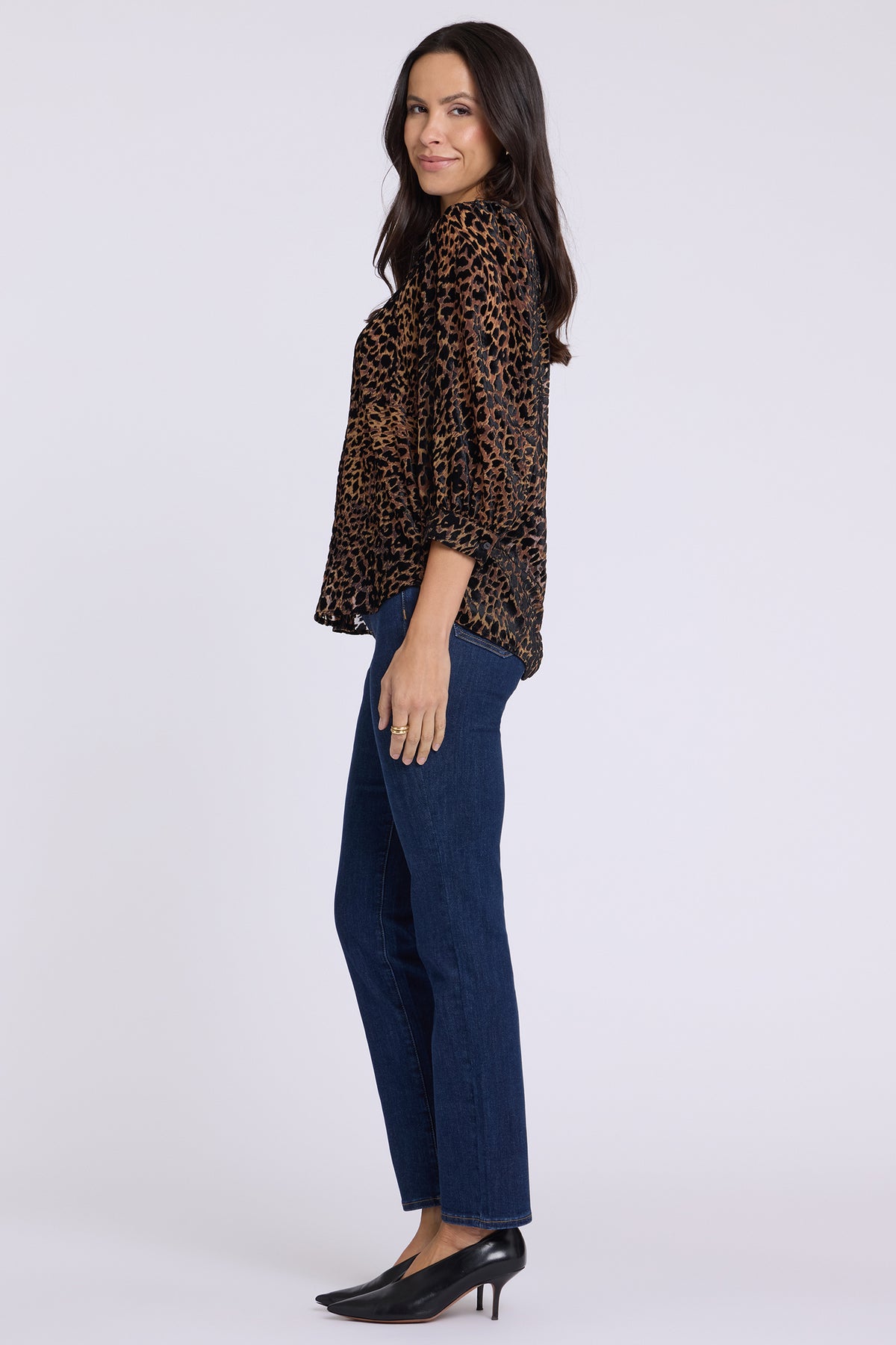 NYDJ Bonnie Blouse In Burnout Velvet - Black Multi
