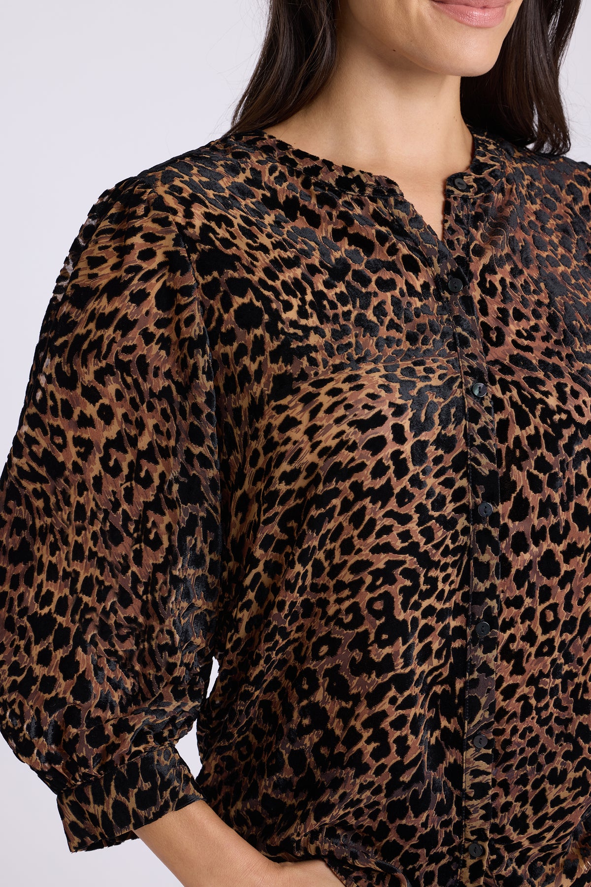NYDJ Bonnie Blouse In Burnout Velvet - Black Multi