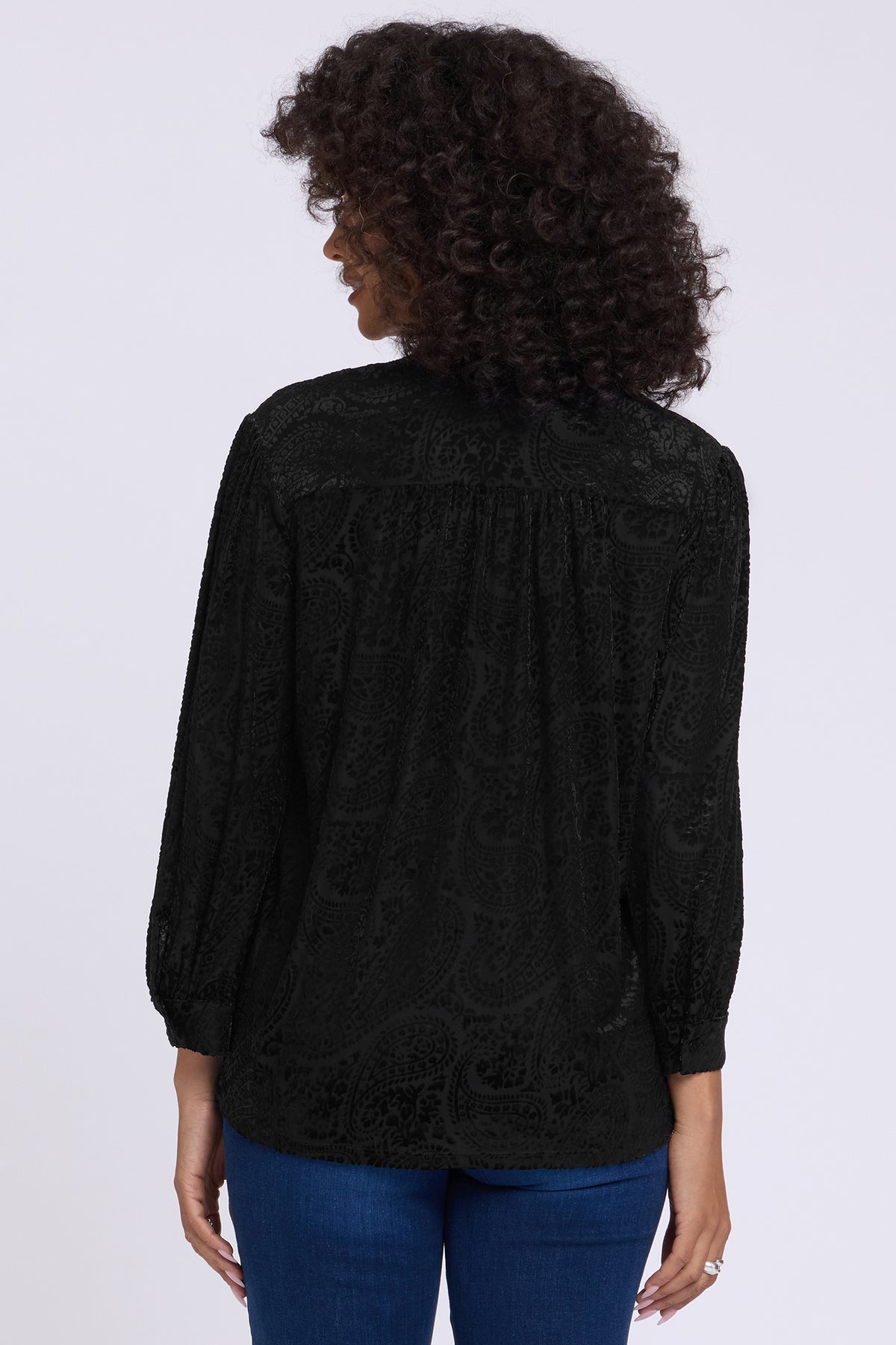 NYDJ Bonnie Blouse In Burnout Velvet - Black