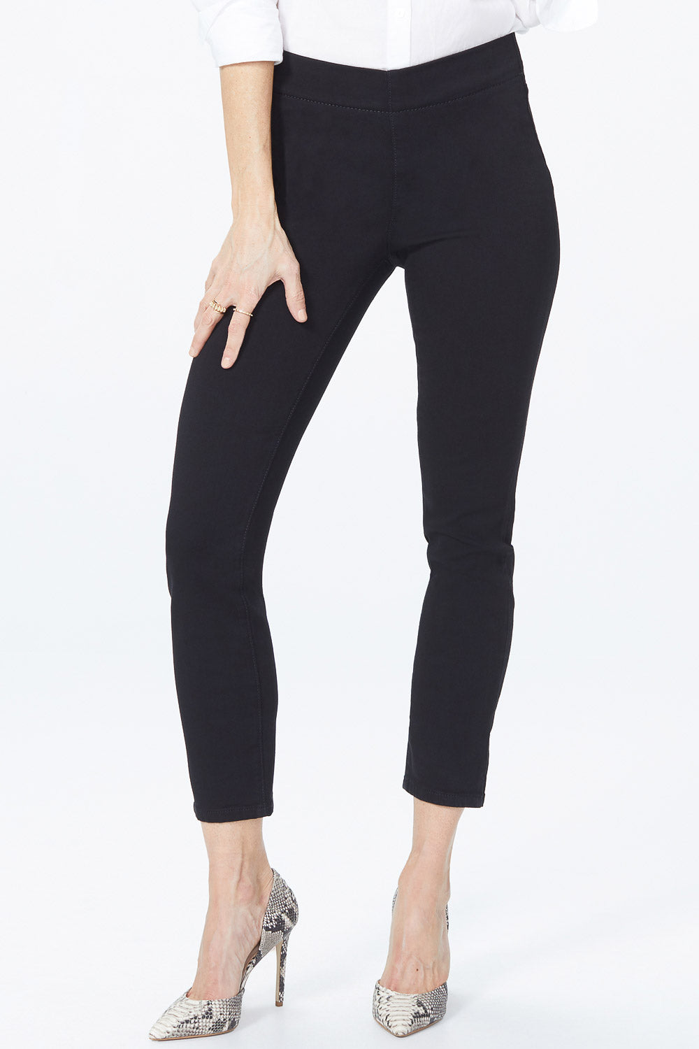 NYDJ Alina Skinny Ankle Pull-On Pants  - Black