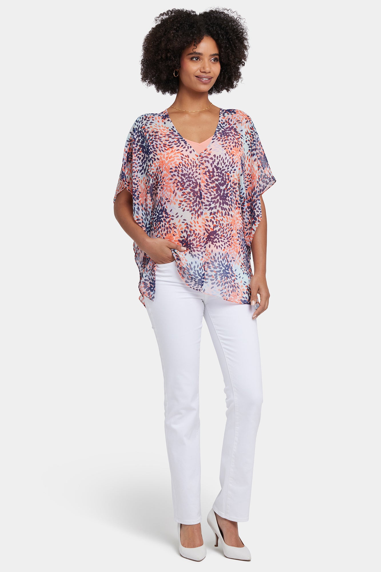 NYDJ Chiffon Caftan Popover  - Stargazer Desert Flower