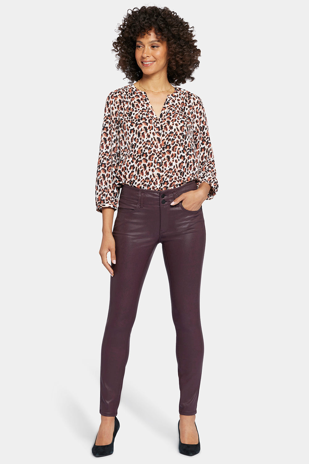 NYDJ Coated Ami Skinny Jeans  - Dark Cherry Coated