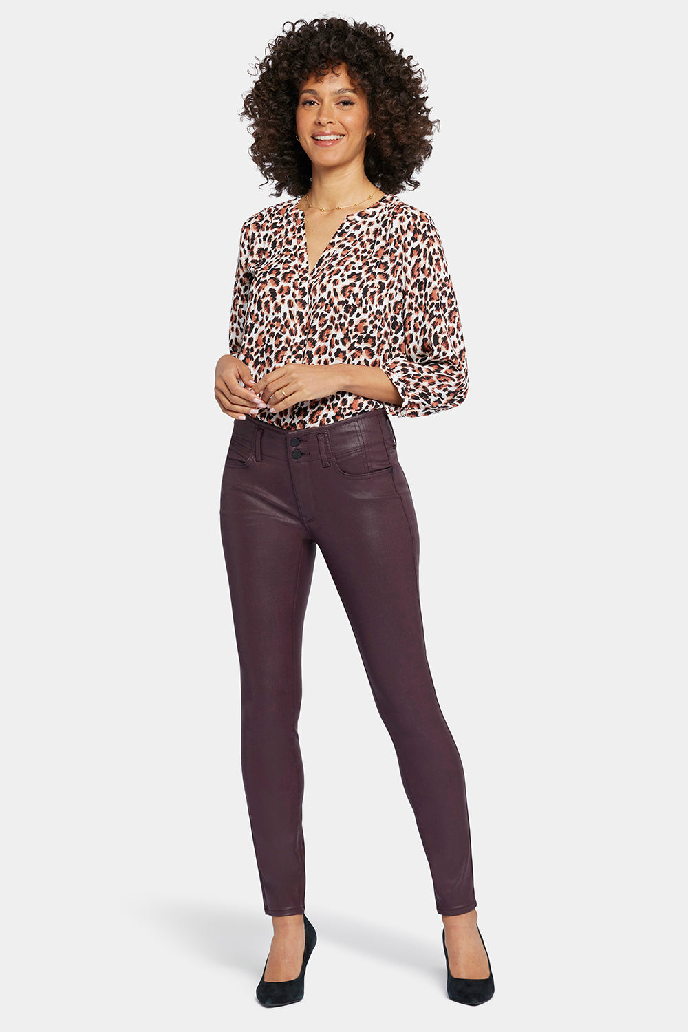 NYDJ Coated Ami Skinny Jeans  - Dark Cherry Coated