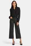 NYDJ Coated Teresa Wide Leg Ankle Jeans With 1" Hems - Black Coated