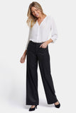 NYDJ Coated Teresa Wide Leg Jeans With 1 1/2" Hems - Black Coated