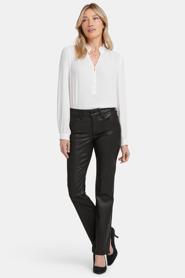 NYDJ Coated Marilyn Straight Jeans  - Black Coated