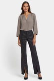 NYDJ Coated Marilyn Straight Jeans With Front Slits - Black Coated
