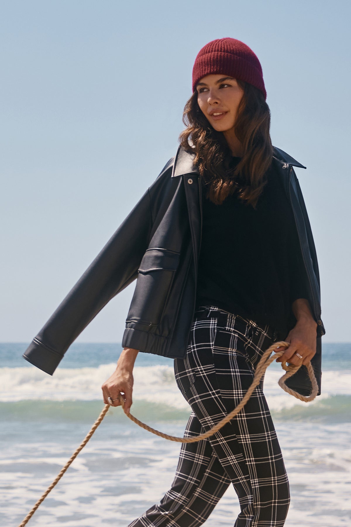 Faux Leather Baseball Jacket - Black