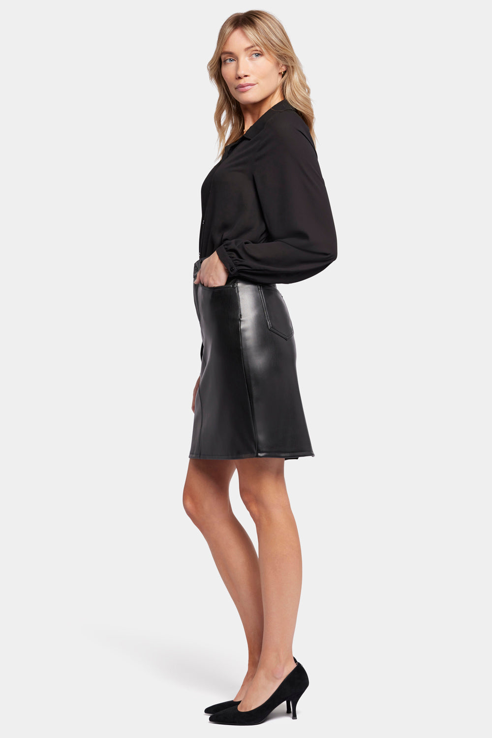 NYDJ Faux Leather 5 Pocket Skirt Sculpt-Her™ Collection - Black