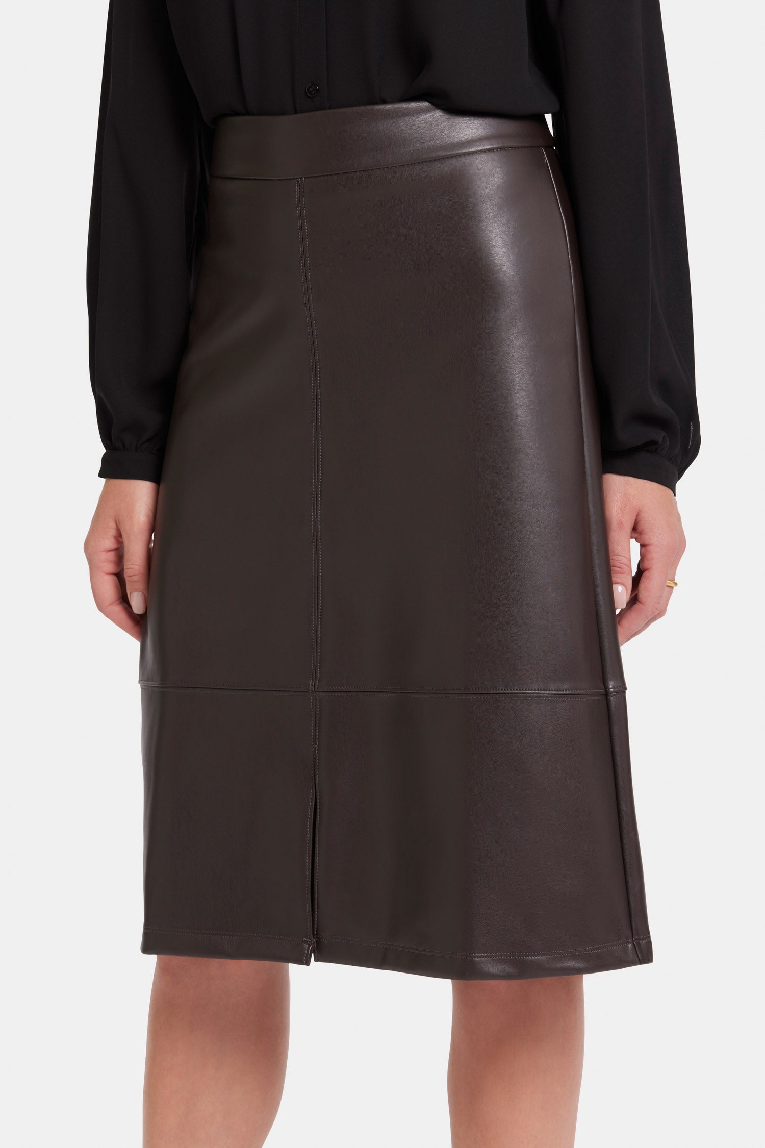 Faux Leather A-line Skirt Sculpt-Her™ Collection - Cordovan Brown