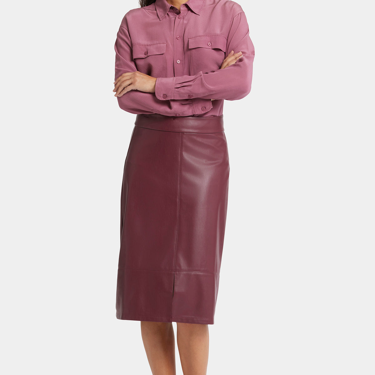 Faux Leather A-line Skirt - Tavern