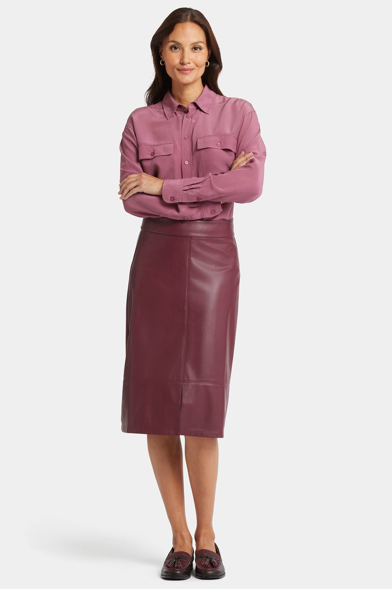 Nydj Women's Faux Leather A-Line Skirt - Tavern - 8 Nydj Women's Faux Leather A-Line Skirt - Tavern - 8