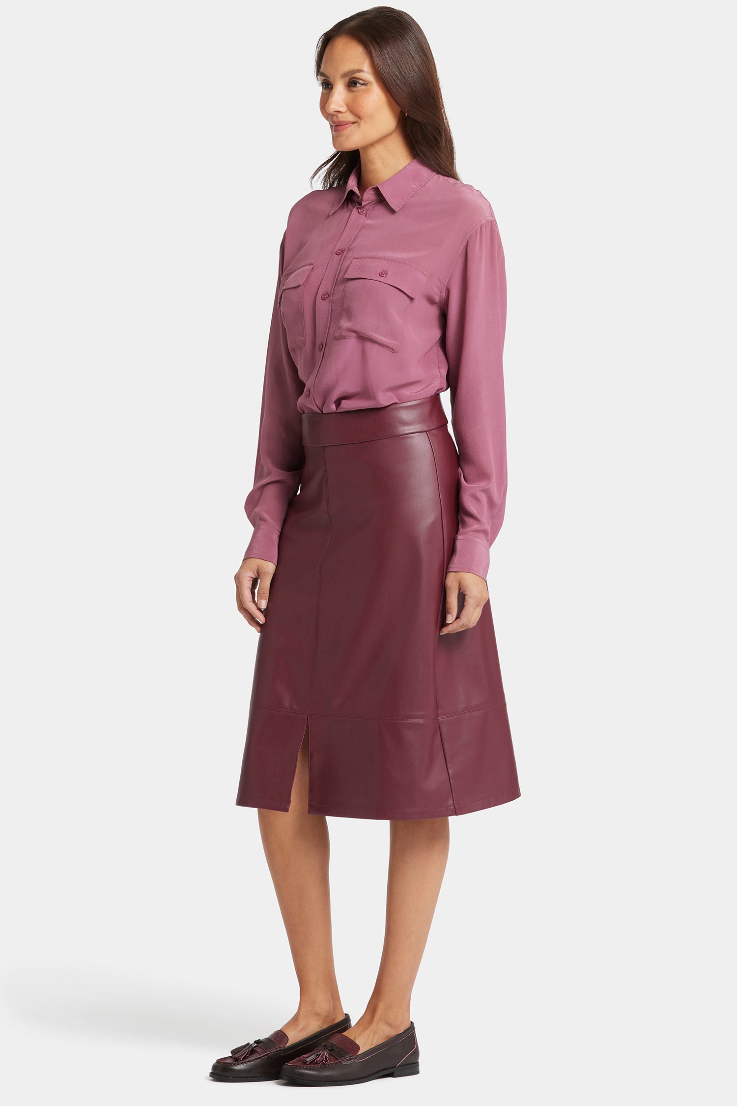 Faux Leather A-line Skirt Sculpt-Her™ Collection - Tavern Red | NYDJ