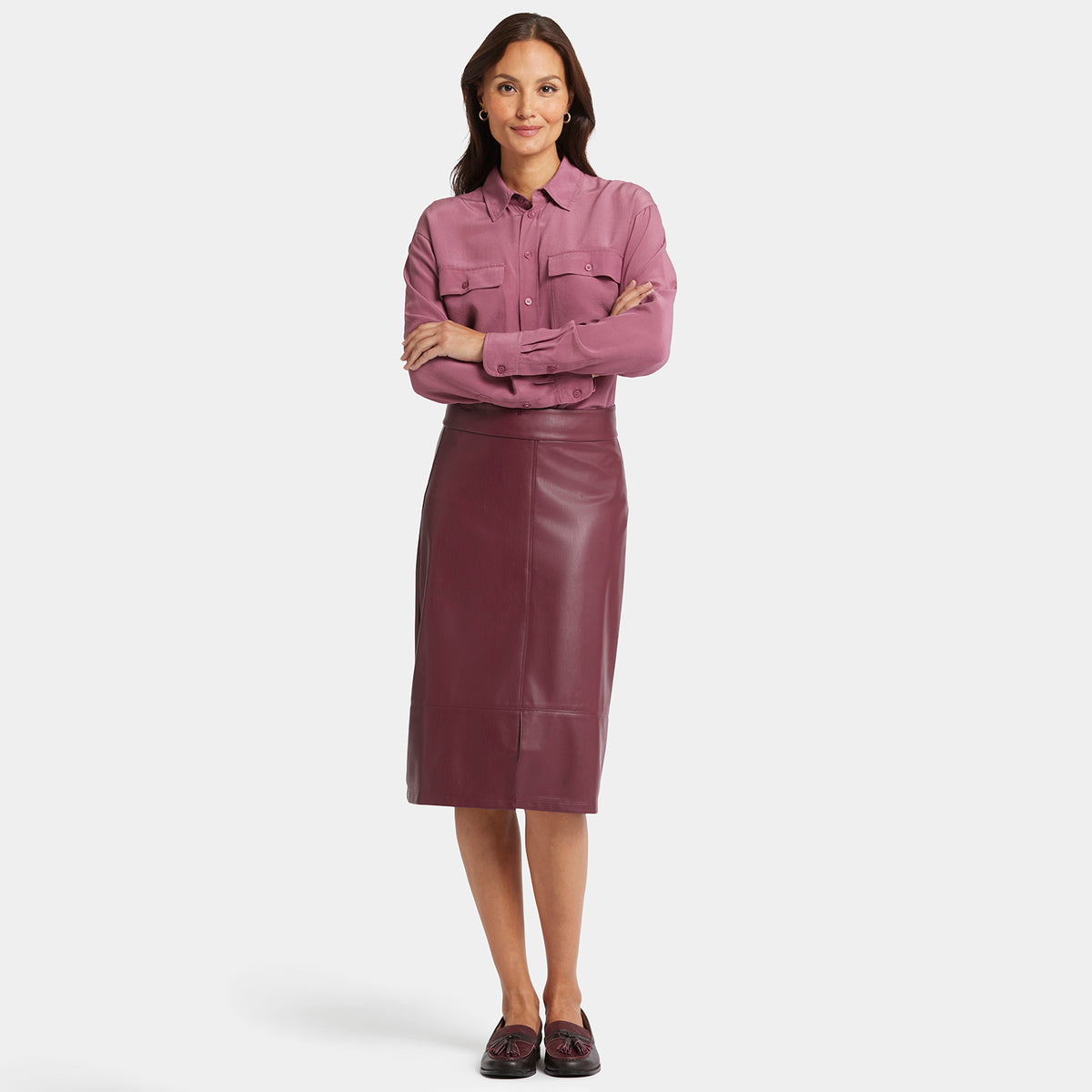 NYDJ Faux Leather A-line Skirt Sculpt-Her™ Collection - Tavern