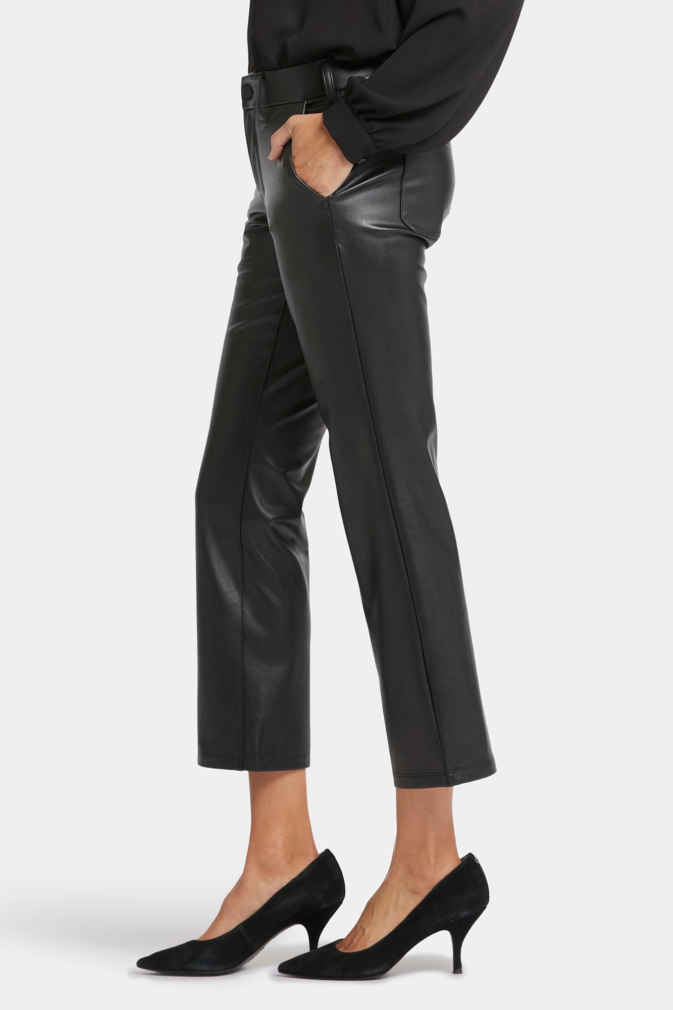 NYDJ Faux Leather Straight Ankle Pants Sculpt-Her™ Collection - Black