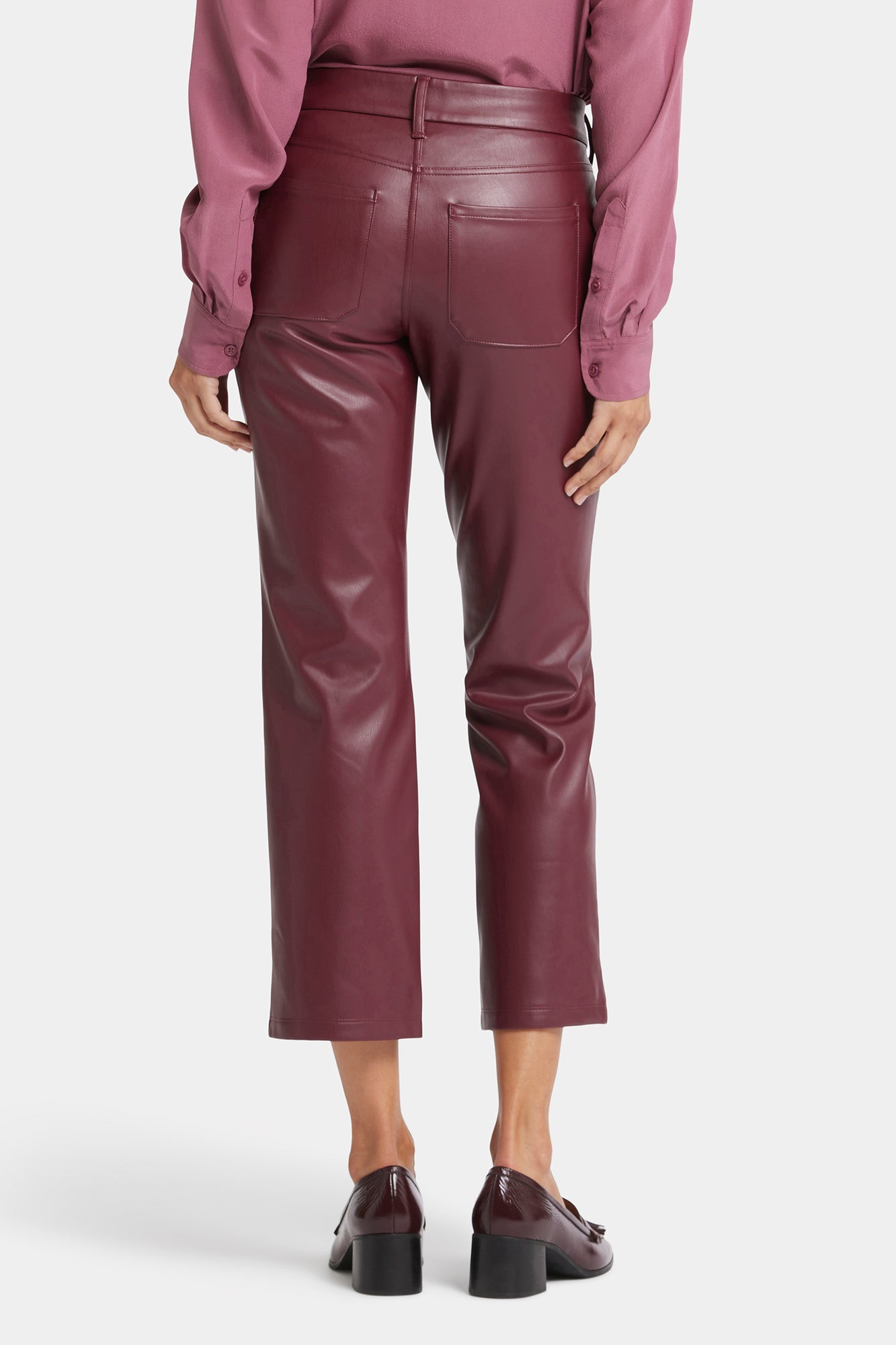 NYDJ Faux Leather Straight Ankle Pants Sculpt-Her™ Collection - Tavern