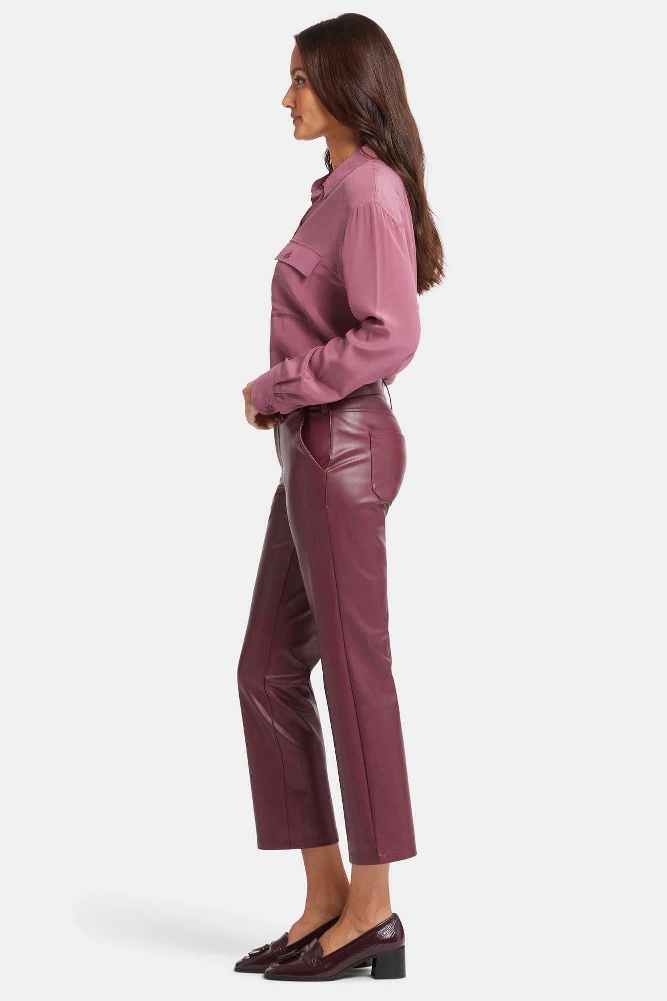 NYDJ Faux Leather Straight Ankle Pants Sculpt-Her™ Collection - Tavern