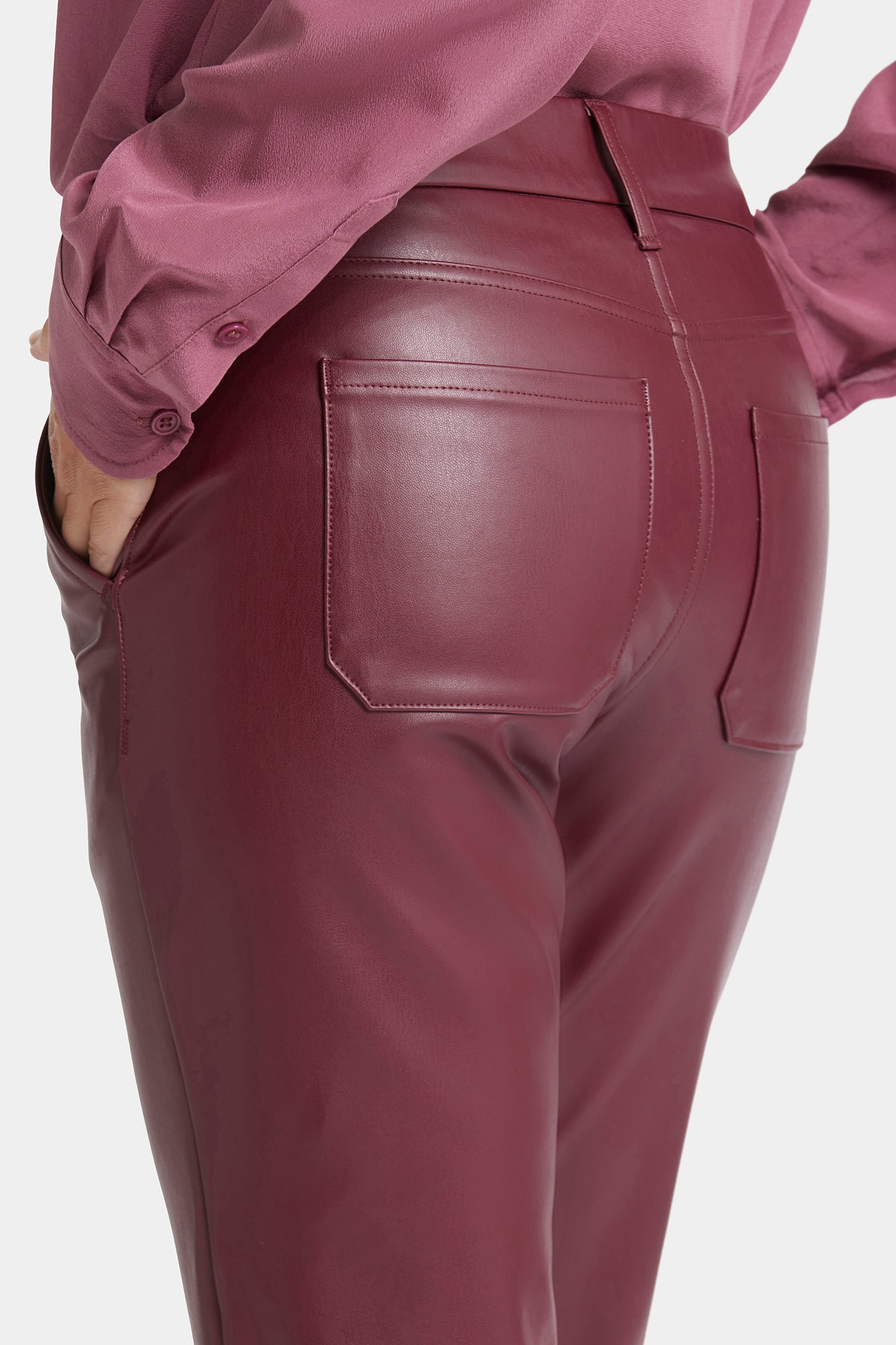 NYDJ Faux Leather Straight Ankle Pants Sculpt-Her™ Collection - Tavern