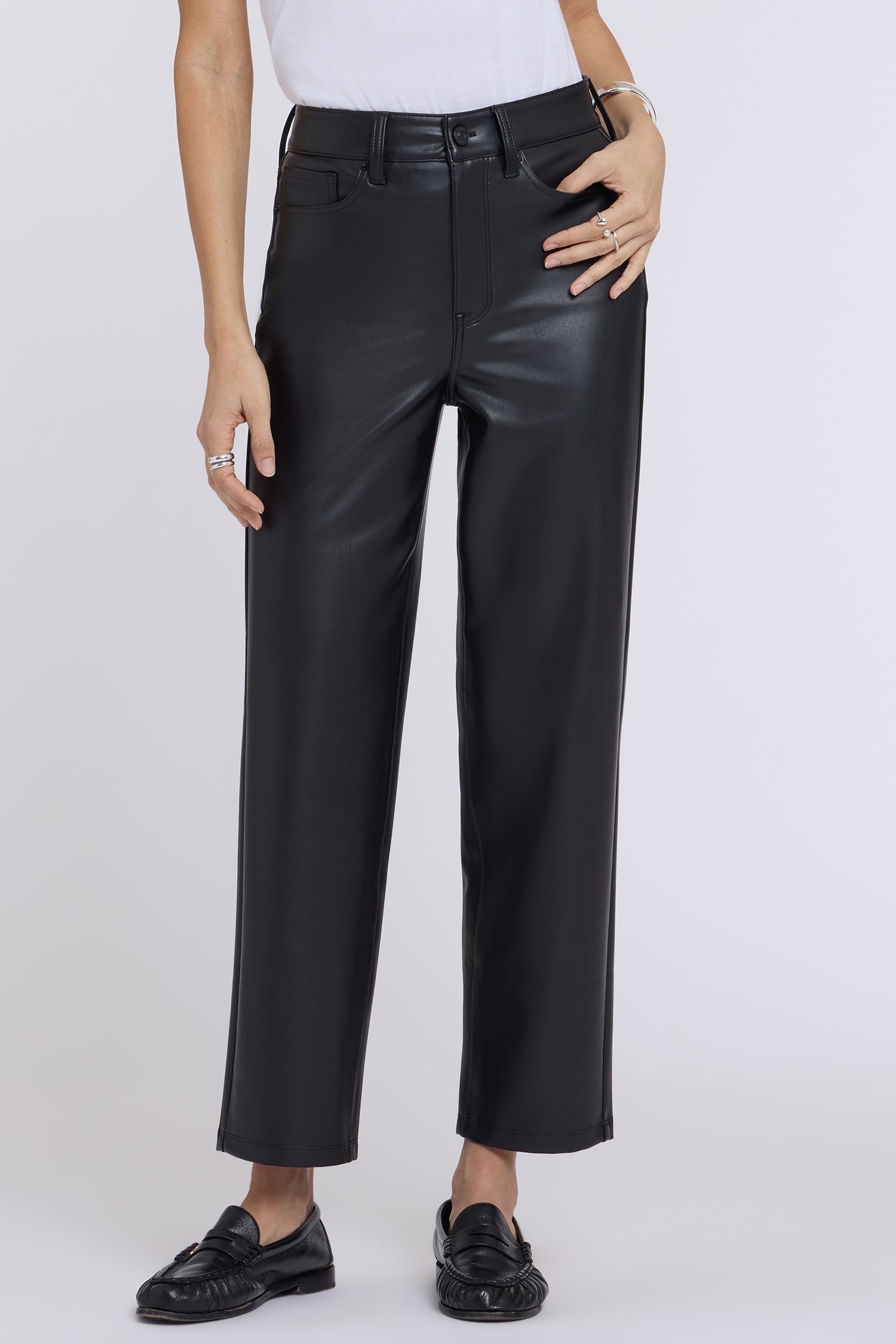 NYDJ Faux Leather Kasey Stovepipe Pants Sculpt-Her™ Collection - Black