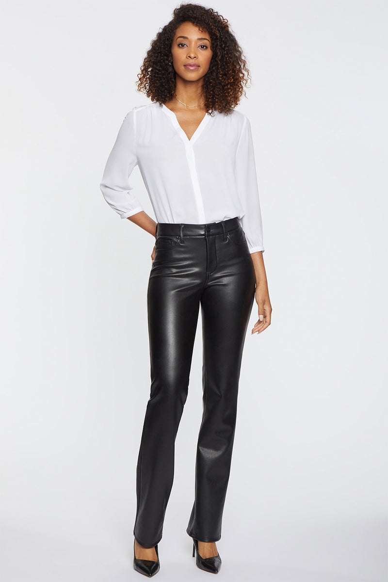 Balleay Art Faux Leather Pants for Women, Straight Leg Mid Waist Stretch  Black Leather Pants with Pockets, Black, S price in UAE,  UAE