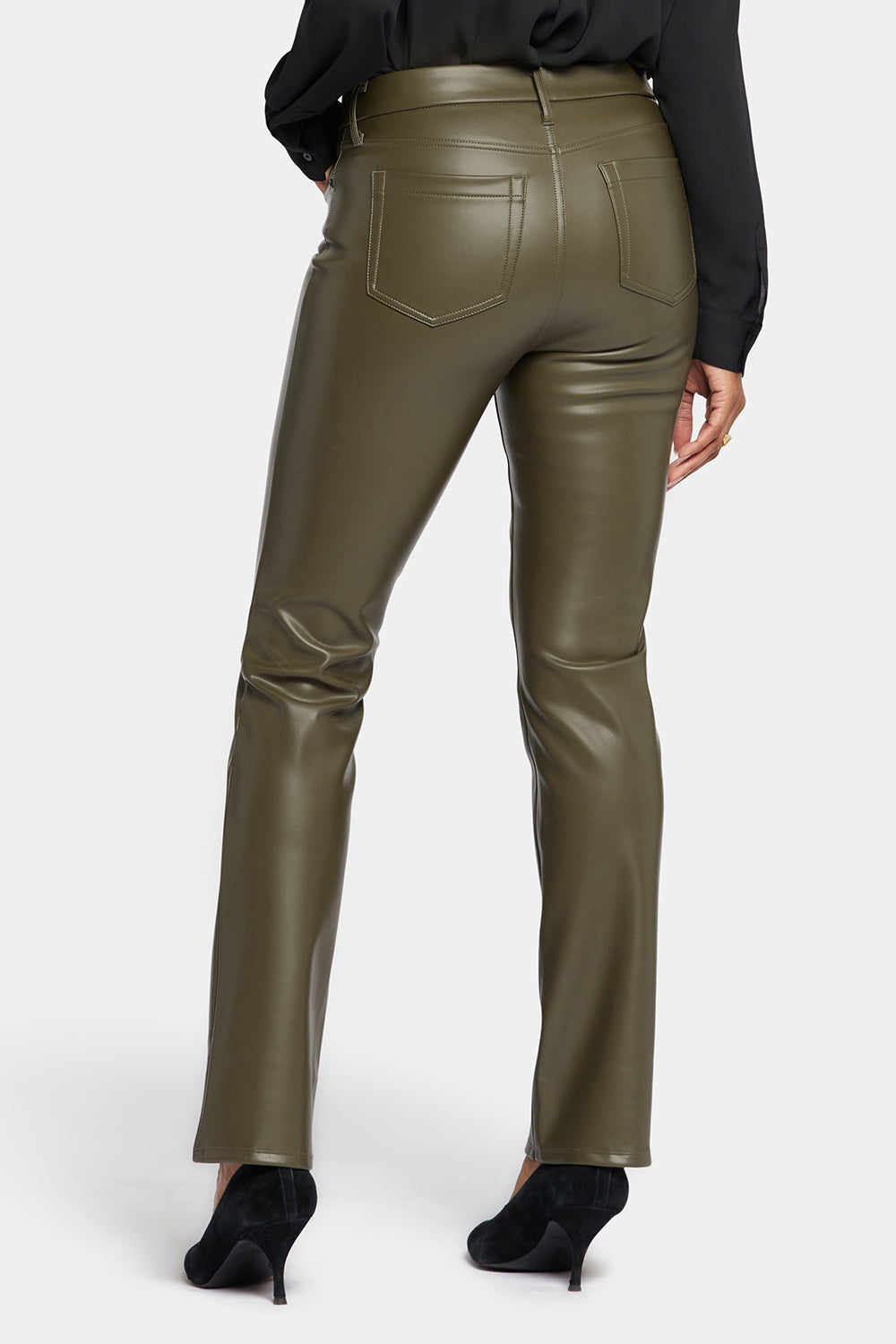 NYDJ Faux Leather Marilyn Straight Pants Sculpt-Her™ Collection - Ripe Olive