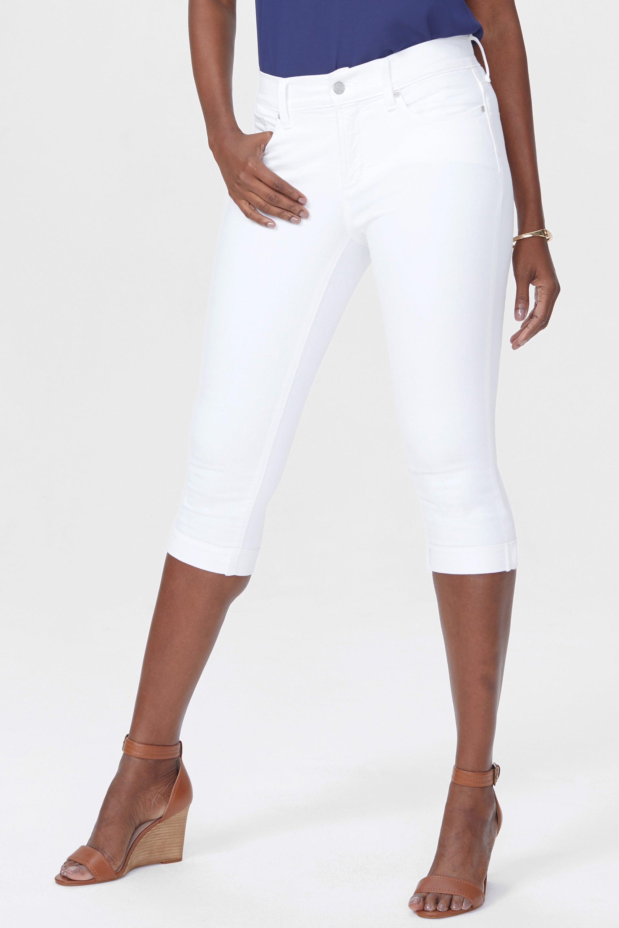NYDJ Marilyn Straight Crop Jeans With Cuffs - Optic White