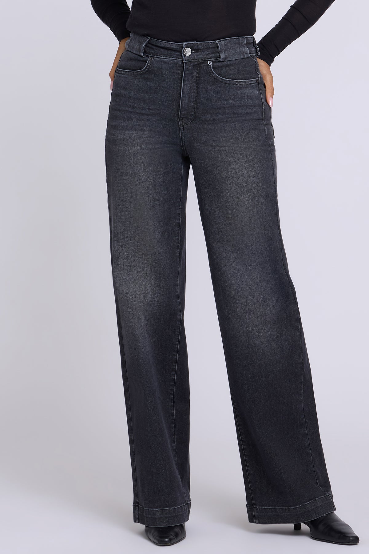 NYDJ Teresa Wide Leg Jeans In Shape Sense™ Denim With High Rise - Black Star