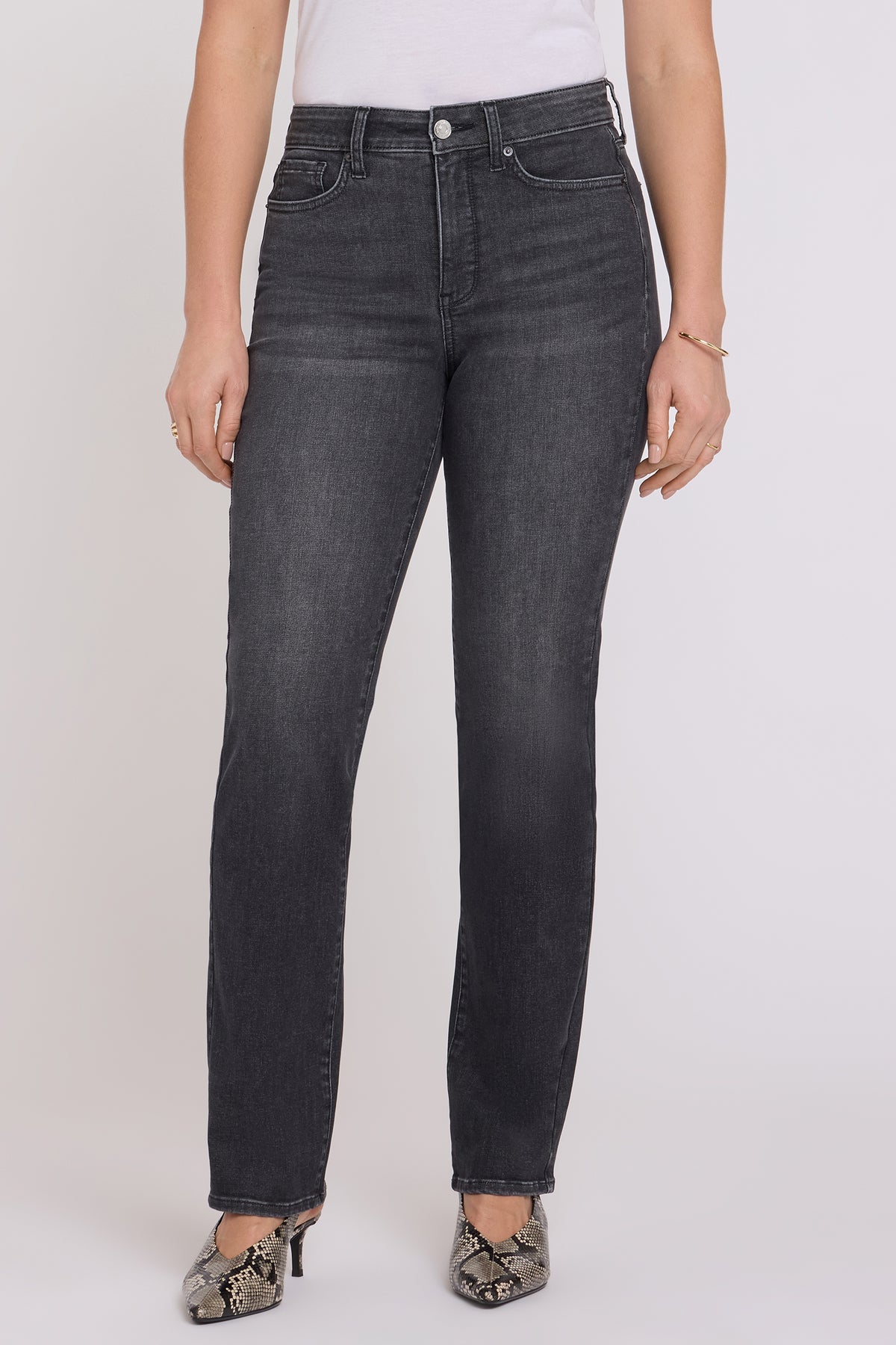NYDJ Marilyn Straight Jeans In Shape Sense™ Denim With High Rise And 31" Inseam - Black Star