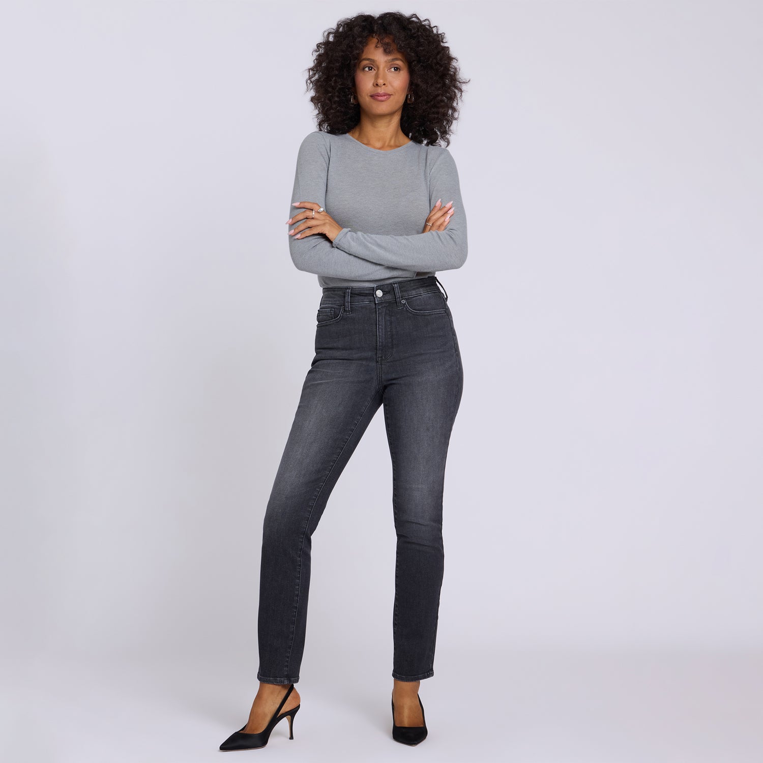 Sheri Slim Straight Jeans In Shape Sense™ Denim With High Rise