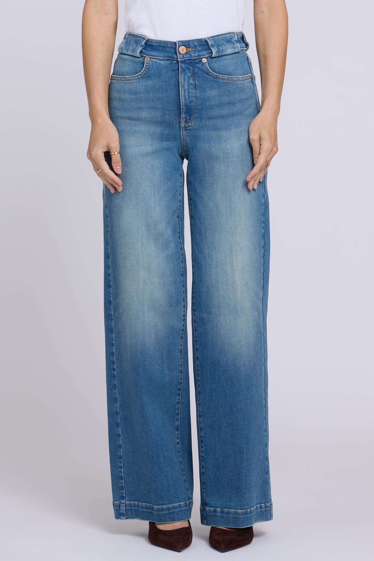NYDJ Teresa Wide Leg Jeans In Shape Sense™ Denim With High Rise - Bluebells