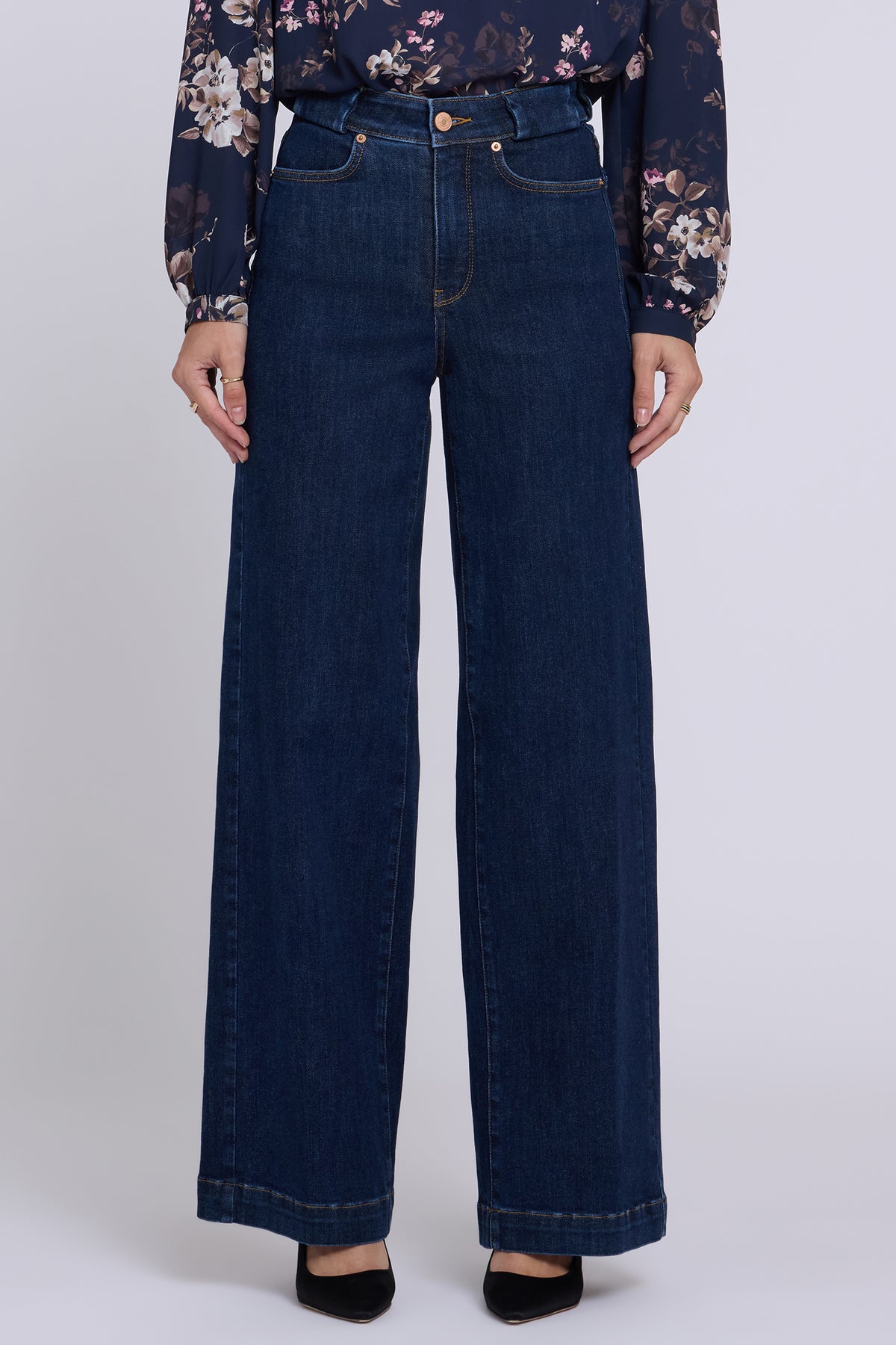 NYDJ Teresa Wide Leg Jeans In Shape Sense™ Denim With High Rise - Dark Stone