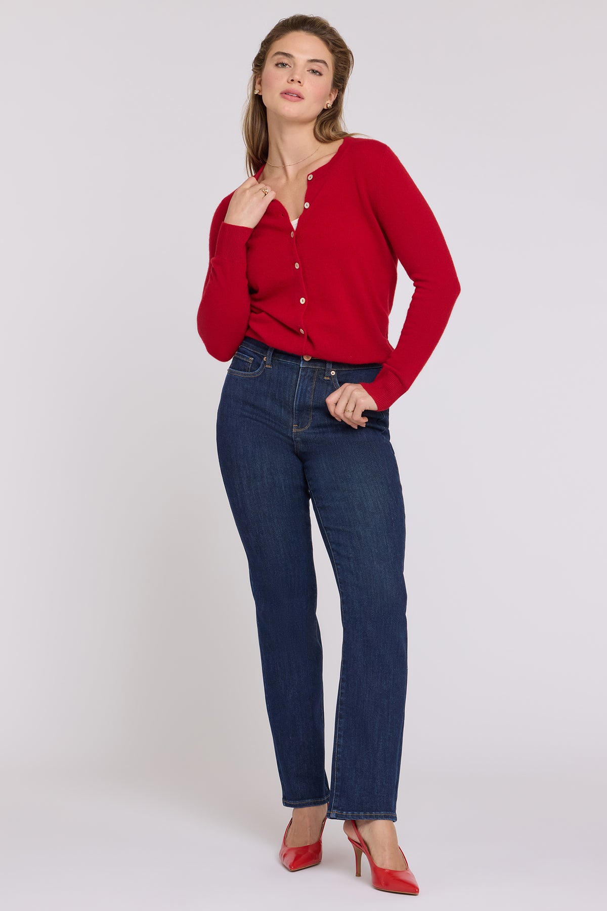 NYDJ Marilyn Straight Jeans In Shape Sense™ Denim With High Rise And 31" Inseam - Dark Stone
