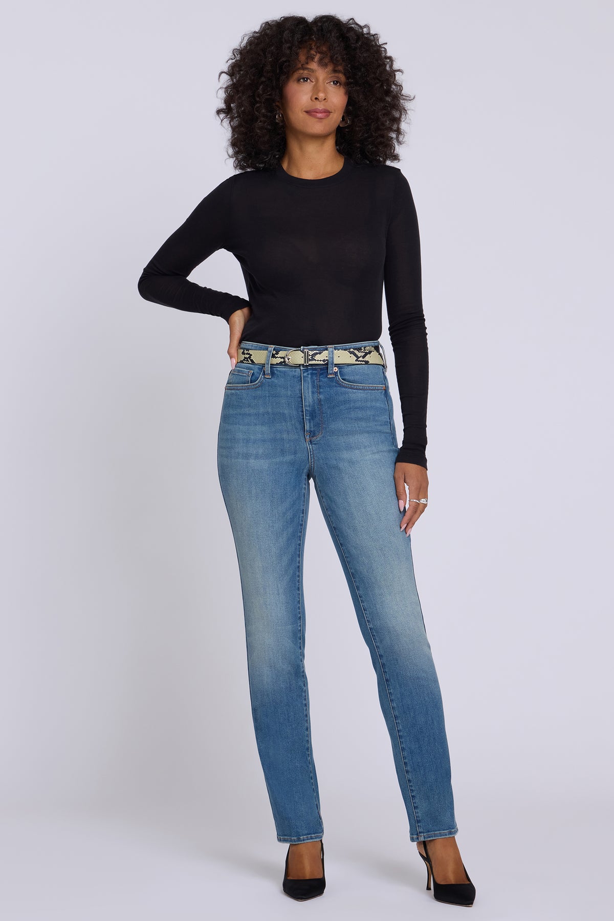 NYDJ Sheri Slim Straight Jeans In Shape Sense™ Denim With High Rise - Bluebells
