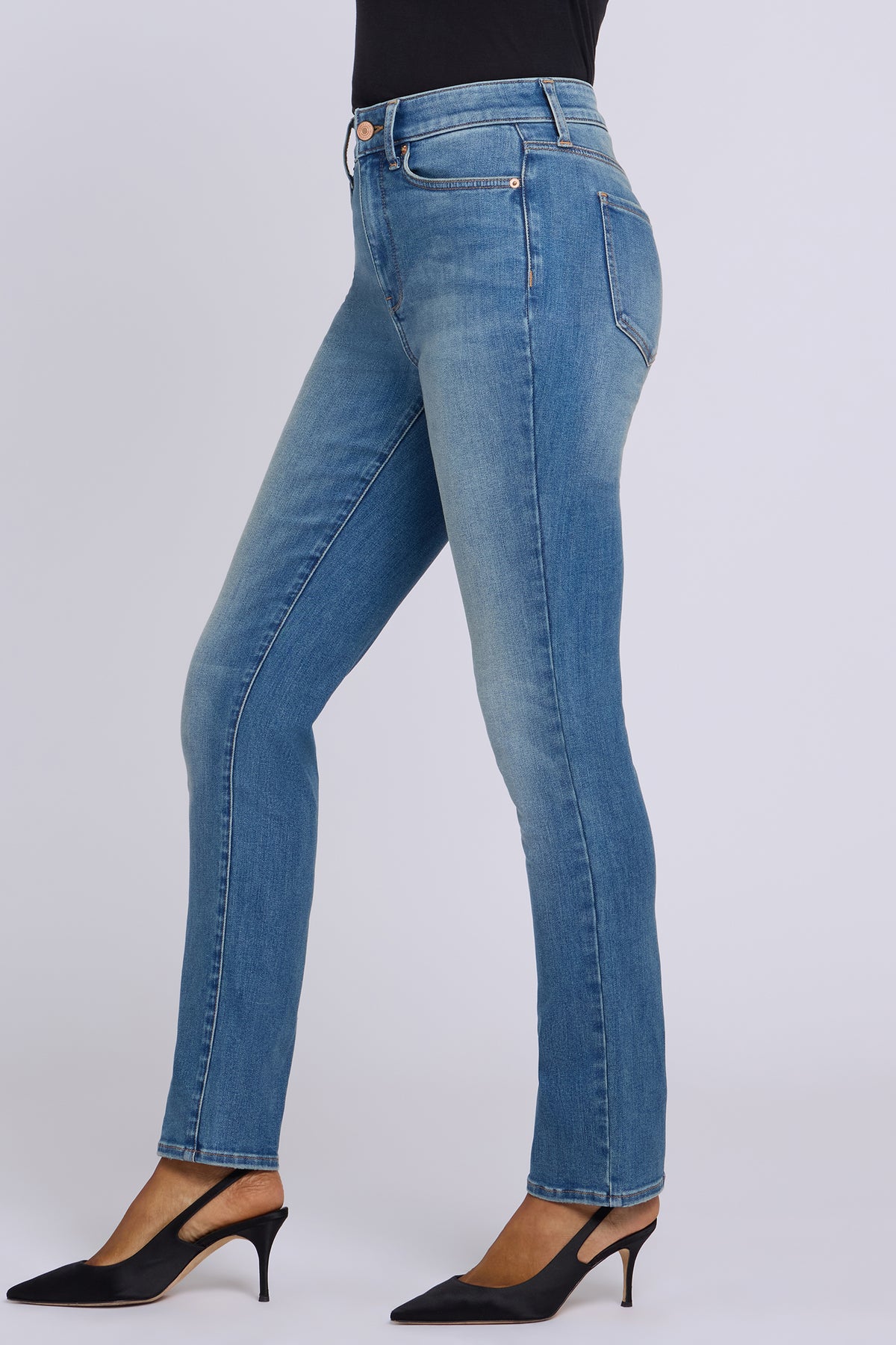 NYDJ Sheri Slim Straight Jeans In Shape Sense™ Denim With High Rise - Bluebells