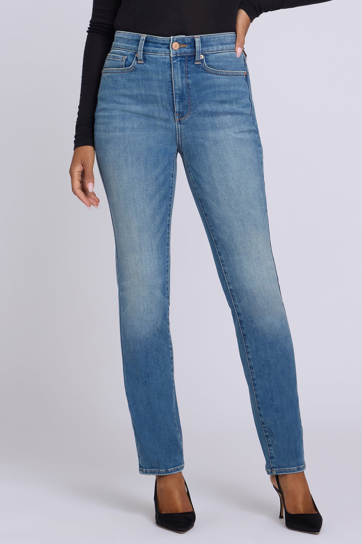 NYDJ Sheri Slim Straight Jeans In Shape Sense™ Denim With High Rise - Bluebells