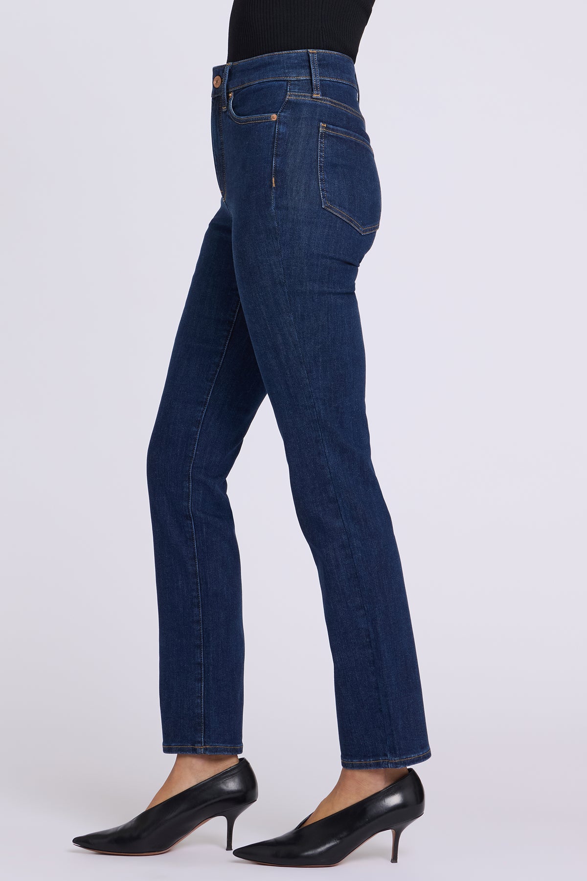 NYDJ Sheri Slim Straight Jeans In Shape Sense™ Denim With High Rise - Dark Stone