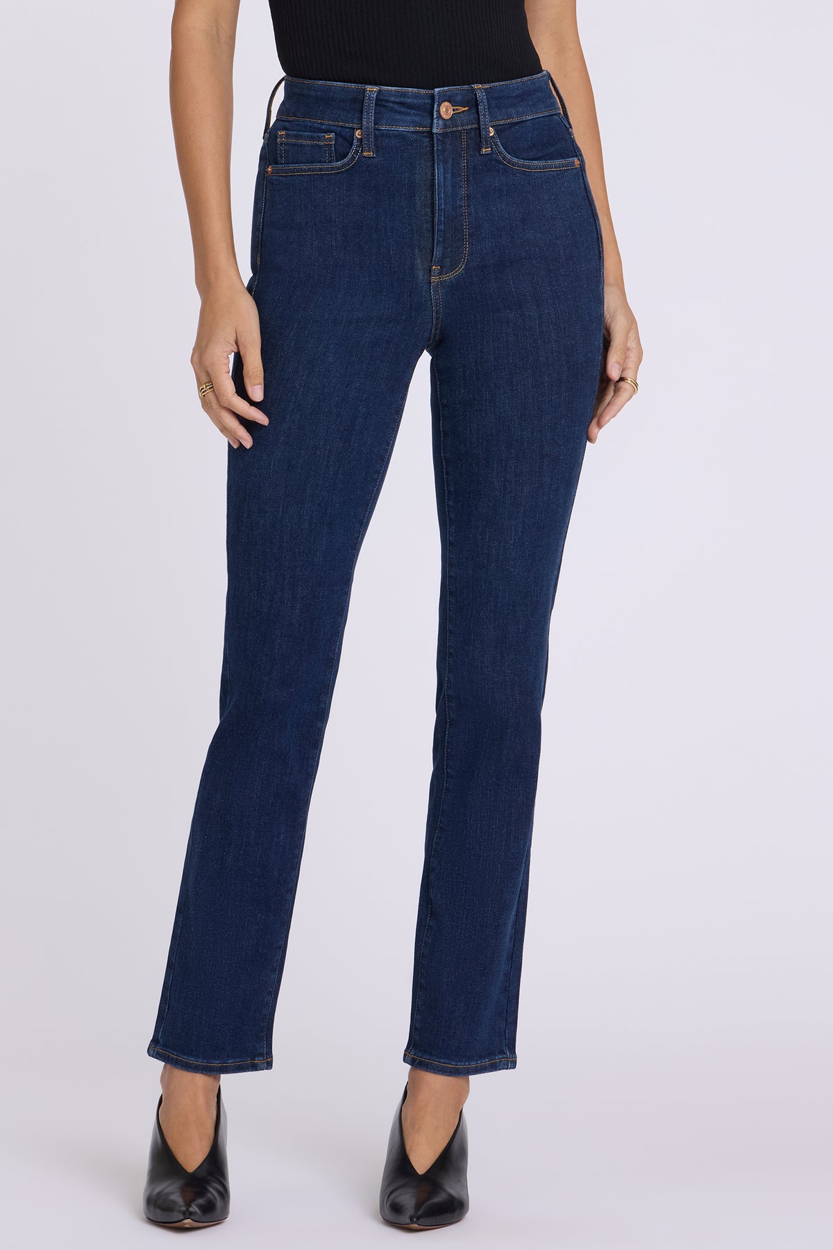 NYDJ Sheri Slim Straight Jeans In Shape Sense™ Denim With High Rise - Dark Stone